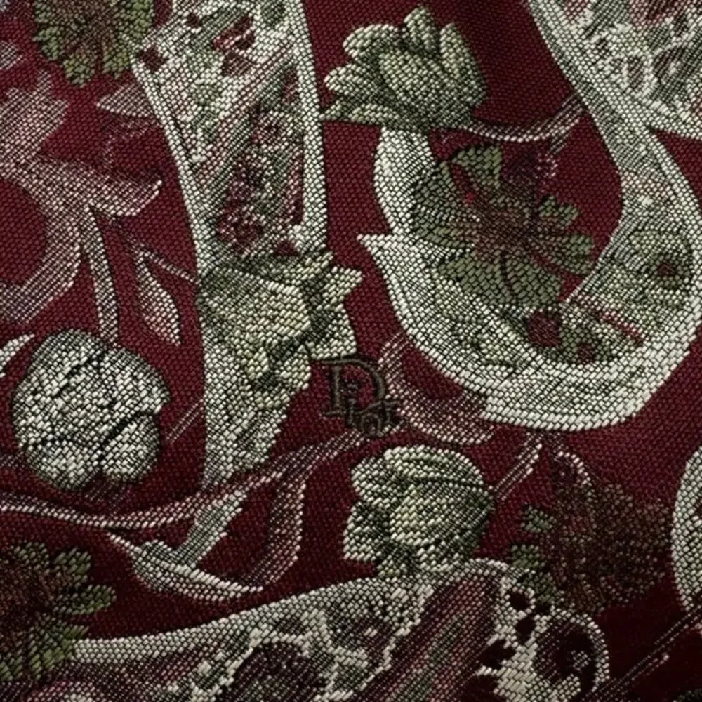 Christian Dior Monsieur Red‎ Floral Polyester Silk Blend Men's Formal Neck Tie